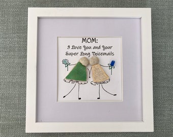 Personalized mothers day gift, personalized mother, custom sea glass art, personalized pebble art, mothers day sea glass art, family gift