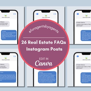 26 Buyer & Seller Questions Realtor Instagram Posts | Real Estate Social Media Templates | Real Estate Marketing | Instagram Post Template