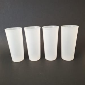 Vintage White Tupperware Translucent 12 Ounce  Tumblers: Plastic Cups, Set of 4