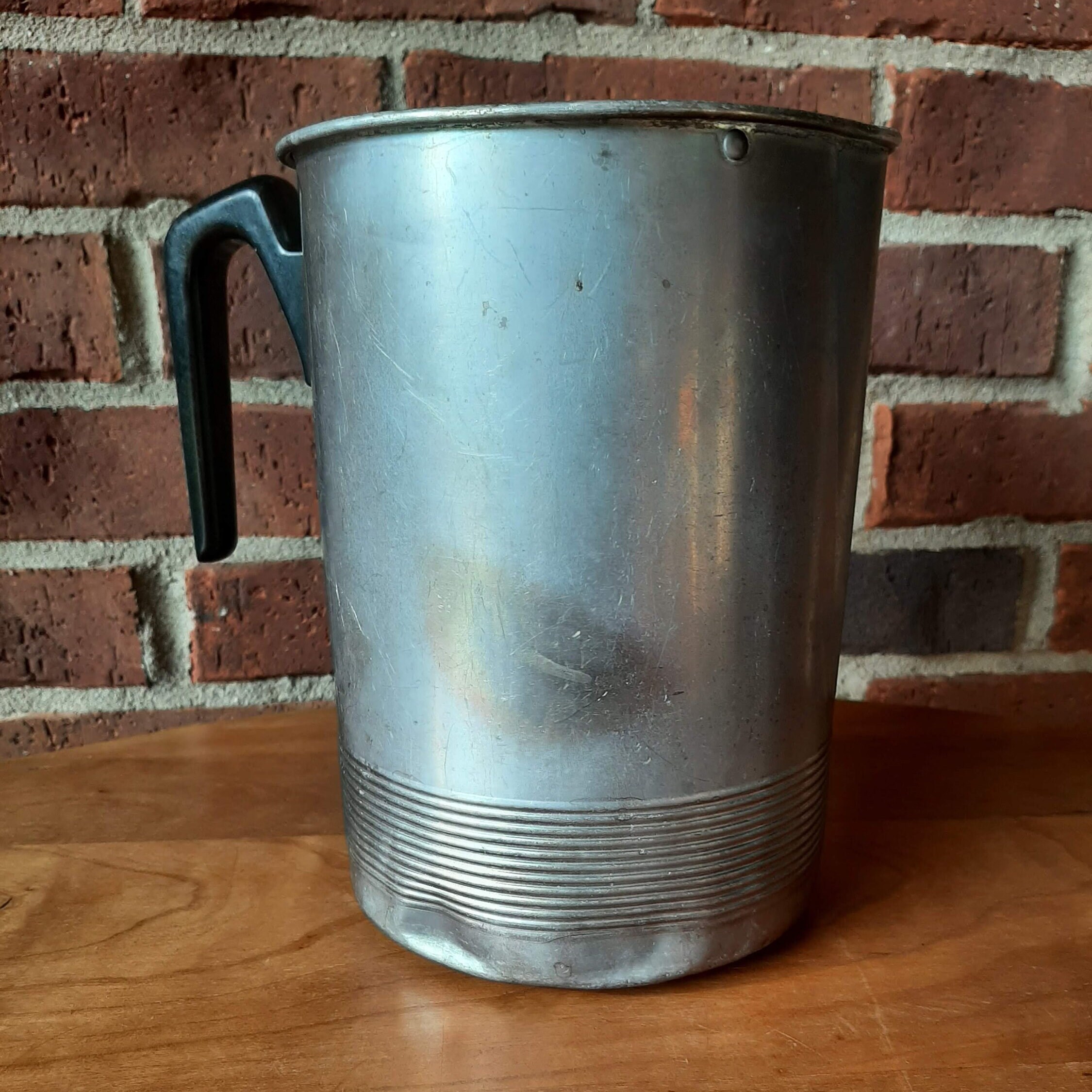 Old 1950s Aluminum Silver Water Pitcher / Ice Holdback Etsy