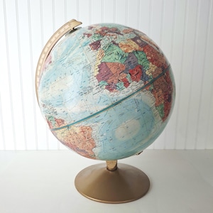 Vintage Replogle World Nation Series Raised Topographical 12” Globe-Geographic Blue