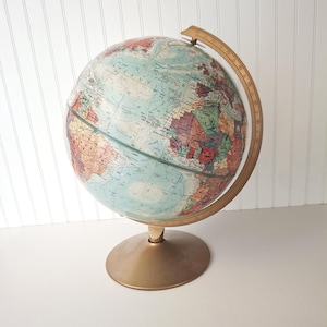 Vintage Replogle World Nation Series Raised Topographical 12” Globe-Geographic Blue