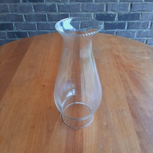 Vintage Oil Lamp Glass Chimney/ Beaded Top