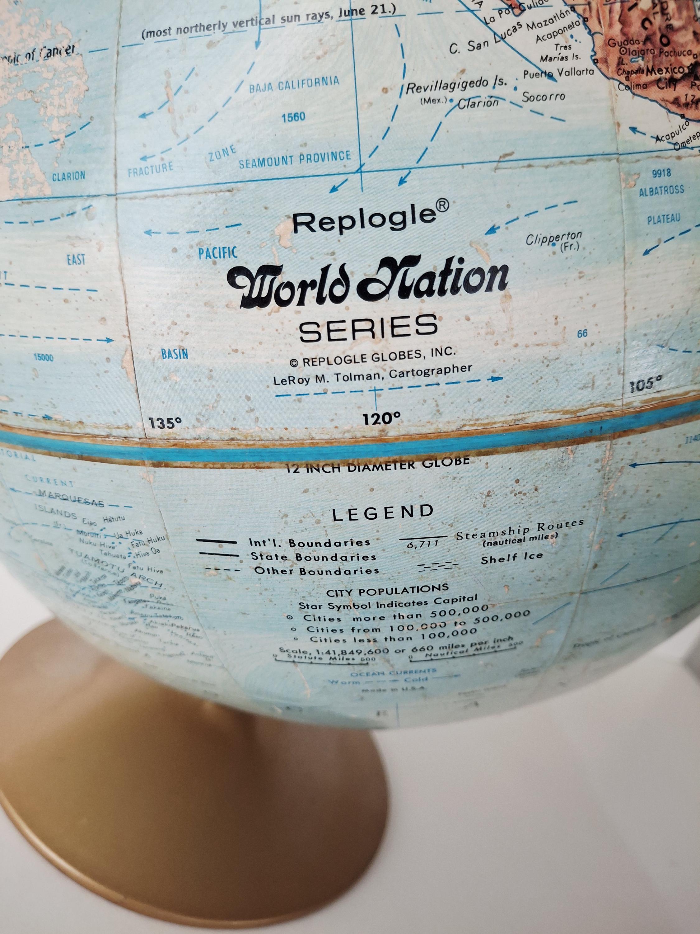 Vintage Replogle World Nation Series Raised Topographical 12” Globe ...