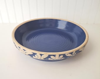 Vintage Blue Pottery Pie Plate