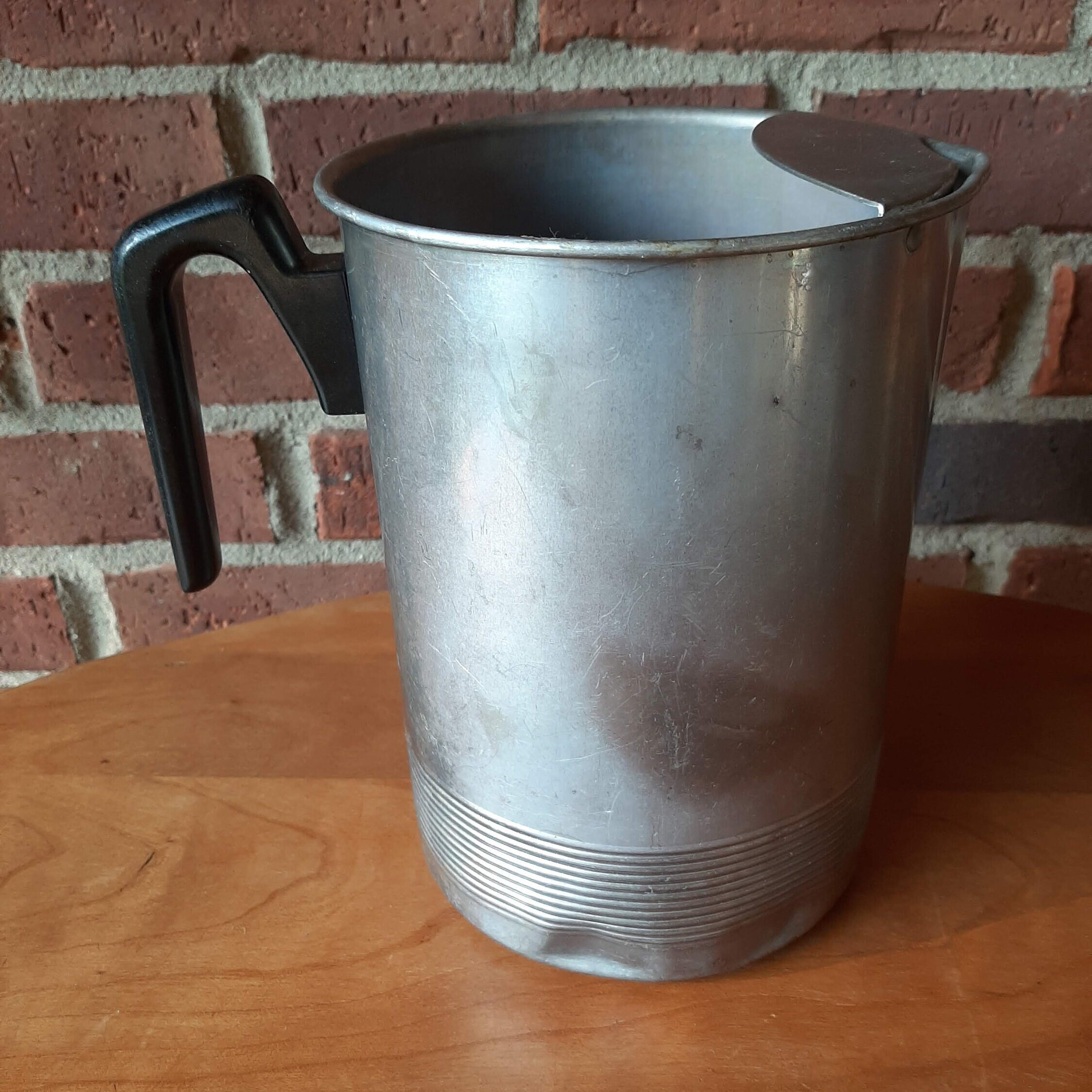 Old 1950s Aluminum Silver Water Pitcher / Ice Holdback Etsy