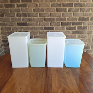 Vintage Tupperware Freezer Mates Rectangular Containers/ Lids/ Sheer/White/ Blue--Choice