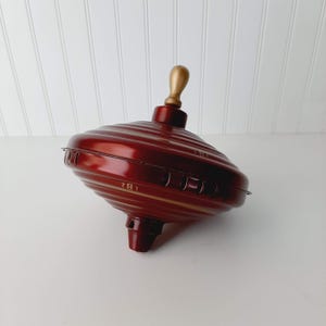 Vintage Red LBZ German Spinning Top Toy- Works