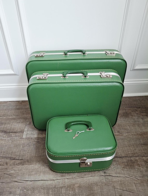 Vintage 1960s Olive Green Hard-Shell Luggage: Train Case, Travel Case-Choice