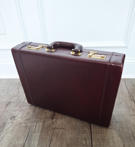 Vintage Leather Burgandy Attaché Case-briefcase - Etsy
