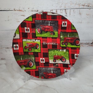 Farmall on Plaid Decorative Plate