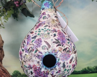 Lilac and Peony Birdhouse Gourd