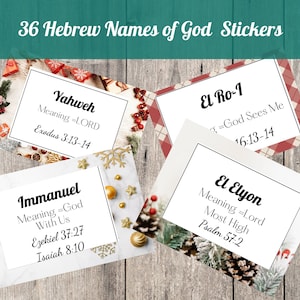 36 Hebrew Names Of God 3x5 Stickers, Printable Names of God Stickers, Scripture Verse Names of God, Learning to Know God by His Name Cards