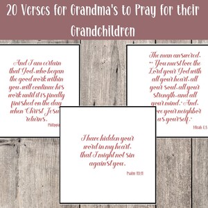 Versículos de las Escrituras para orar por sus nietos, Tarjetas de versículos bíblicos imprimibles para la abuela, Tarjetas de versículos de memoria bastante rojas, Escritura de oración