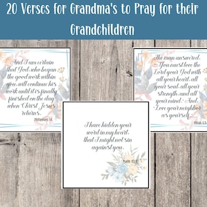 Scripture Verses to Pray for Your Grandchildren,  Printable Bible Verse Cards for Grandma, Floral Memory Verse Cards, Praying Scripture