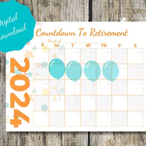 Countdown to Retirement Printable Calendar, Fun Way to Count the Days ...