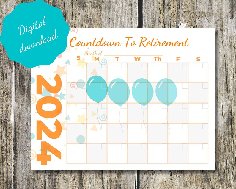 Countdown to Retirement Printable Calendar, Fun Way to Count the Days ...