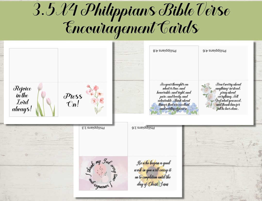 Philippians Bible Verse Encouragement Cards, Scripture Greeting Cards ...