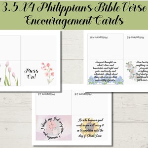 Beautiful Encouragement Greeting Cards from Philippians Bible Verses, 6 Printable Friendship Cards, 3.5x4 Scripture Greeting Cards
