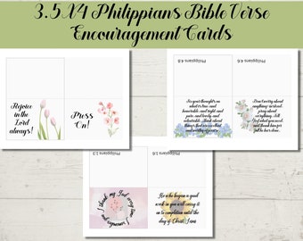 Cartes d'encouragement versets bibliques des Philippiens, cartes de voeux bibliques (modèle PDF), 6 cartes d'amitié, cartes de voeux bibliques 3,5 x 4