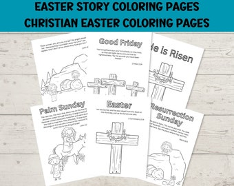 Easter Story Coloring Pages for Kids, Christian Easter (PDF)