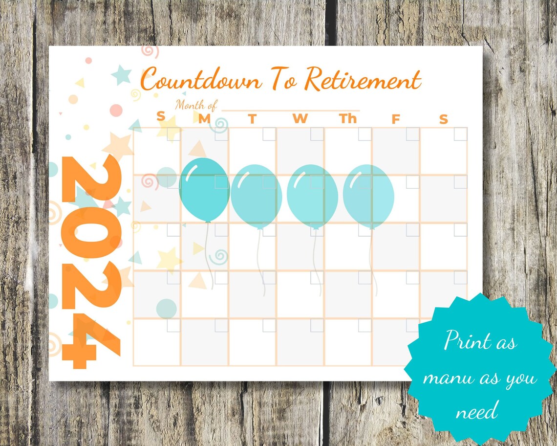Countdown to Retirement Printable Calendar, Fun Way to Count the Days ...