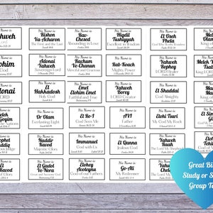36 Hebrew Names of God Notecards With Bible Verse and Refernece ...