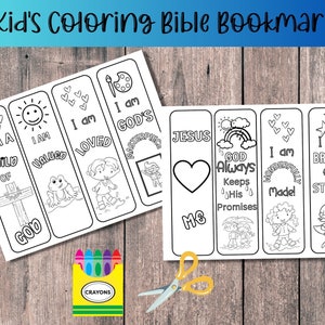 8 segnalibri biblici da colorare per bambini, segnalibri stampabili con affermazioni bibliche. Questi adorabili segnalibri affermano il valore dei bambini attraverso le verità bibliche