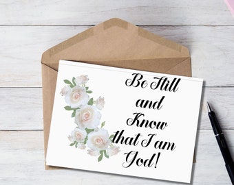 Psalm 46:10 Scripture Cards, Floral Encouragement Cards (Printable)