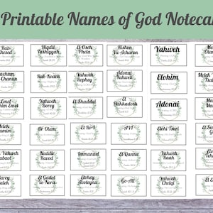 36 Hebrew Names Of God 3x5 Notecards, Printable Names of God Notecards, Scripture Verse Names of God, Learning to Know God by His Name Cards