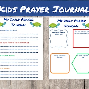Diario de oración imprimible para niños, perfecto para niños de primaria y preescolar en colores primarios