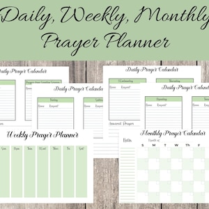Prayer planner, Printable Journal. This pretty Prayer Scheduler includes Daily Prayer Journal, a Weekly Prayer Planner, Monthly Prayer Page
