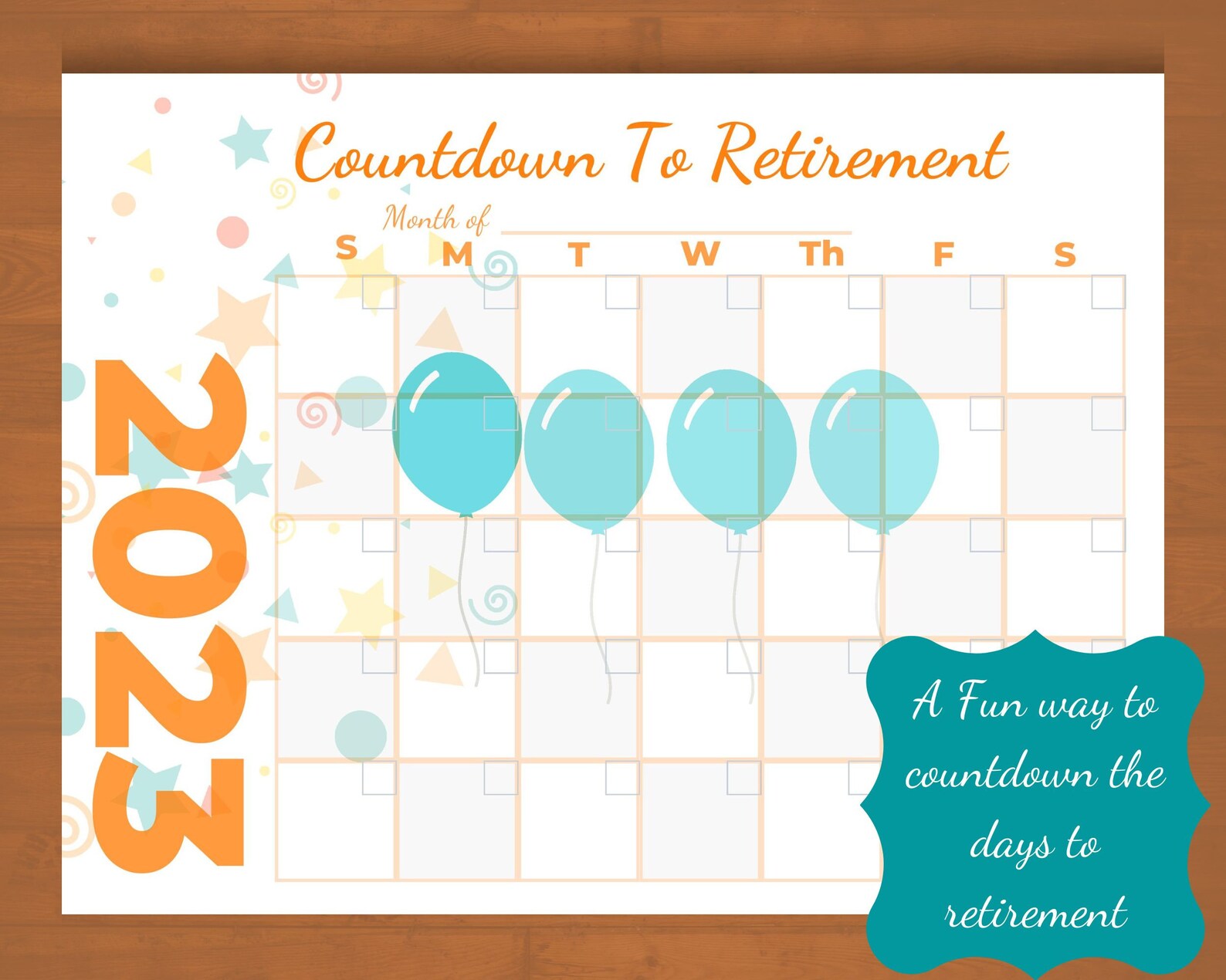 Countdown to Retirement Printable Calendar Fun Way to Count - Etsy