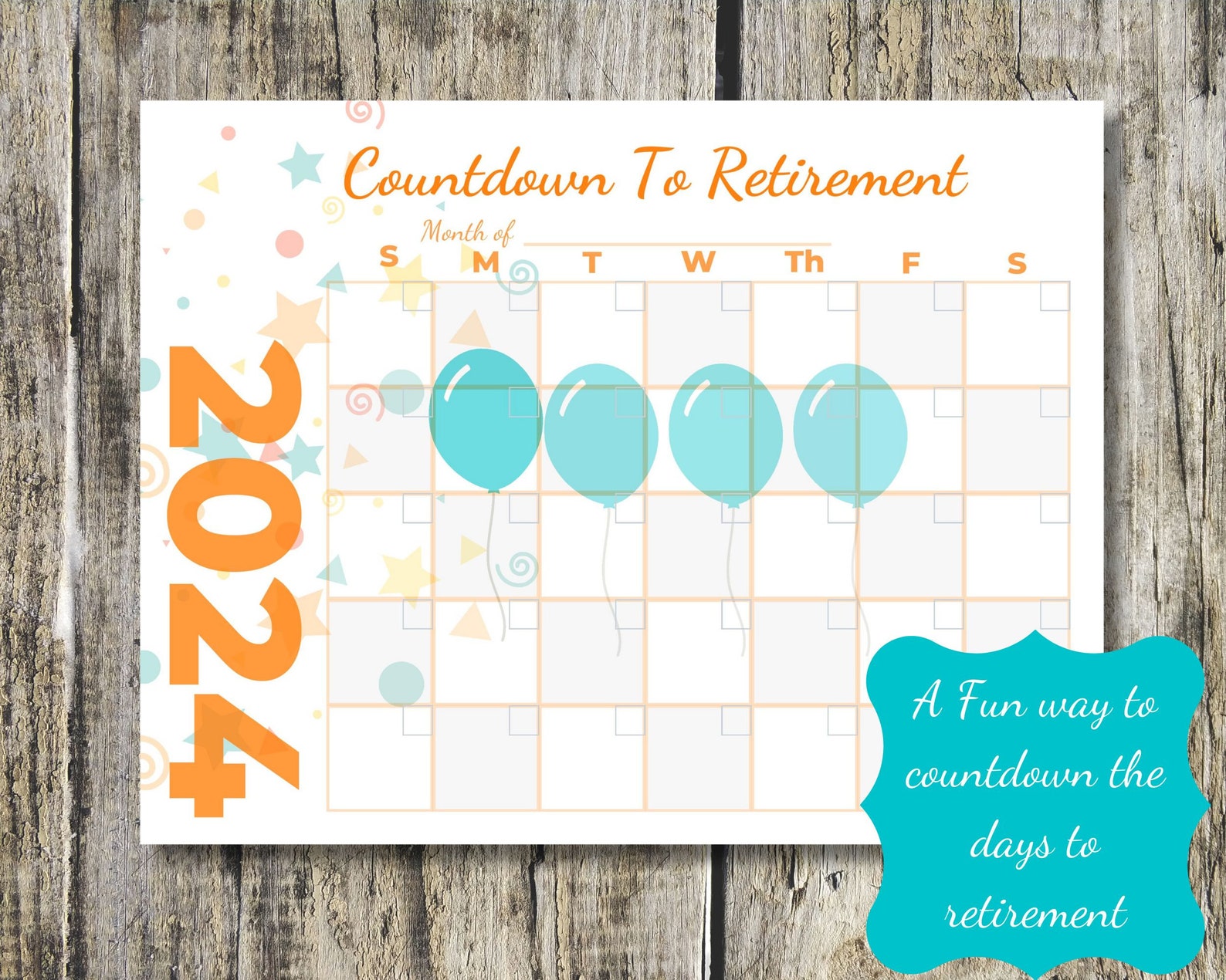 Countdown to Retirement Printable Calendar, Fun Way to Count the Days ...