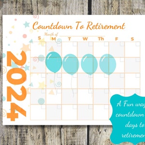 Countdown to Retirement Printable Calendar, Fun Way to Count the Days ...