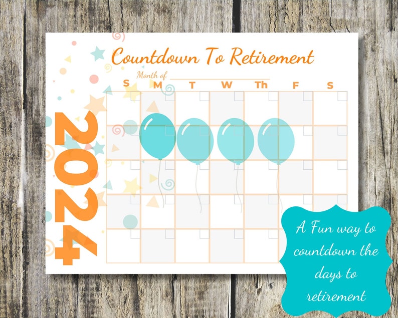 Countdown to Retirement Printable Calendar, Fun Way to Count the Days ...