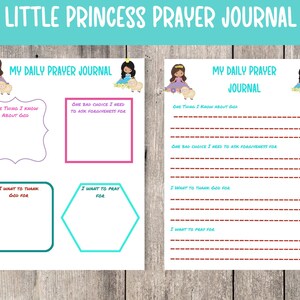 Kids Printable Prayer Journal, Perfect for Elementary and Preschool Age Kids, princess Themed Kids Prayer Journal Great for Family Devotions