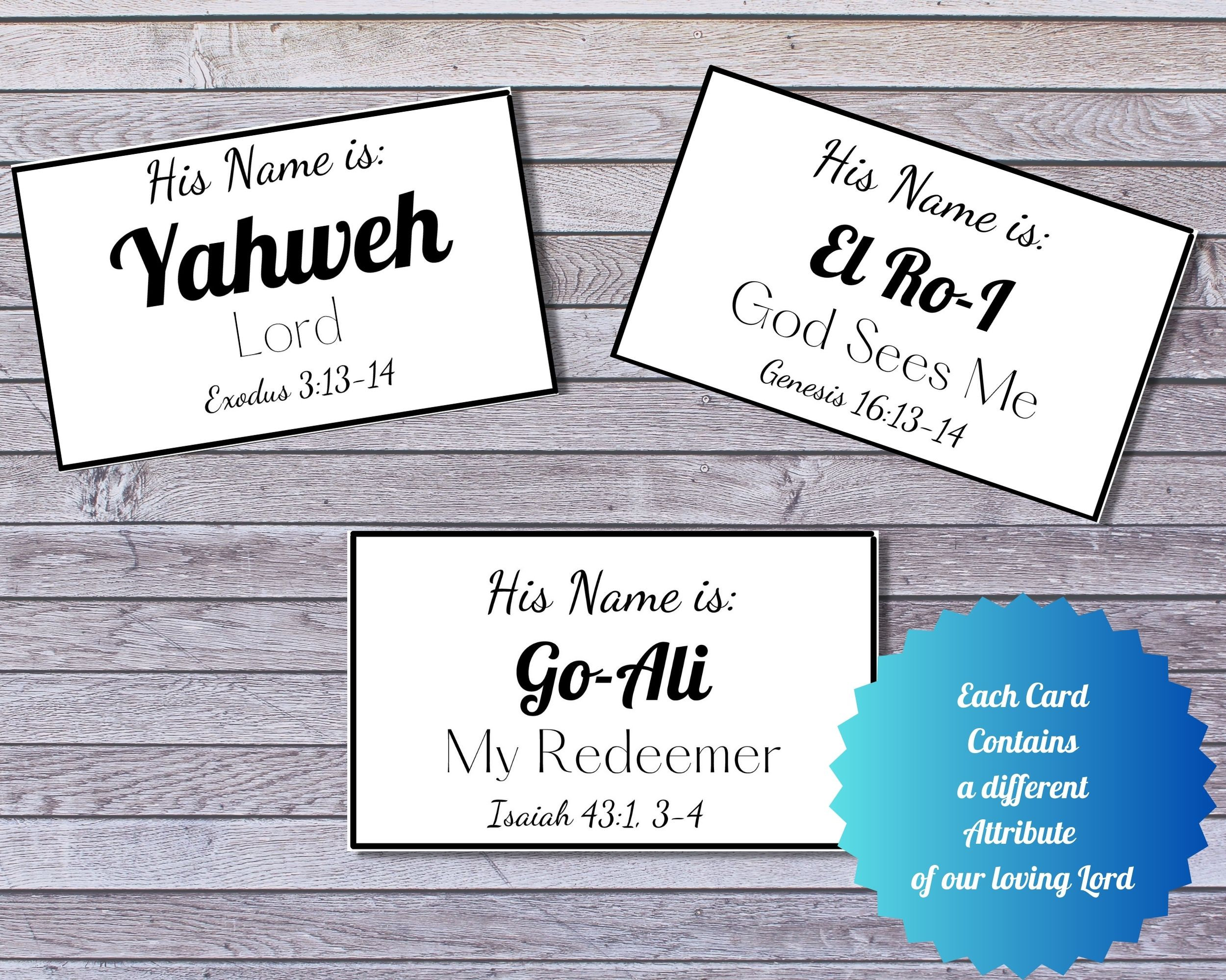 36 Hebrew Names of God Notecards With Bible Verse and Refernece ...