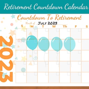 Countdown to Retirement Printable Calendar, Fun Way to Count the Days ...