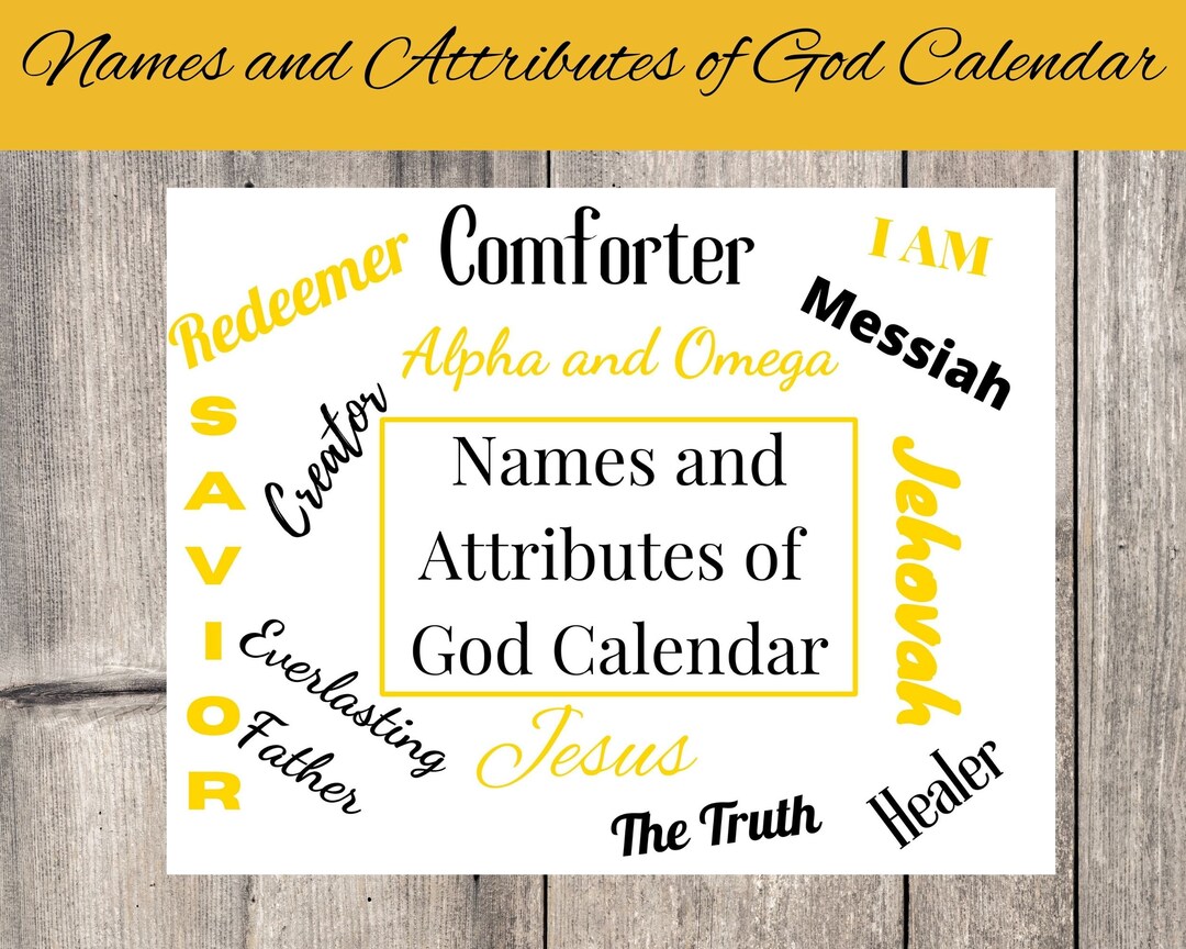 Names and Attributes of God Calendar Printable 12 Month Etsy