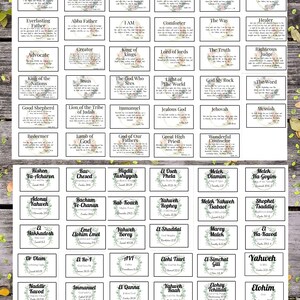 Floral KJV Names Of God 3x5 Notecard Bundle, Printable 35 Names of God Notecards, 36 Hebrew Names of God, Learning to Know God by His Name