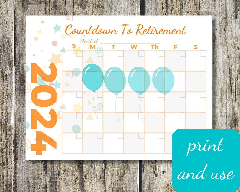 Countdown to Retirement Printable Calendar, Fun Way to Count the Days ...