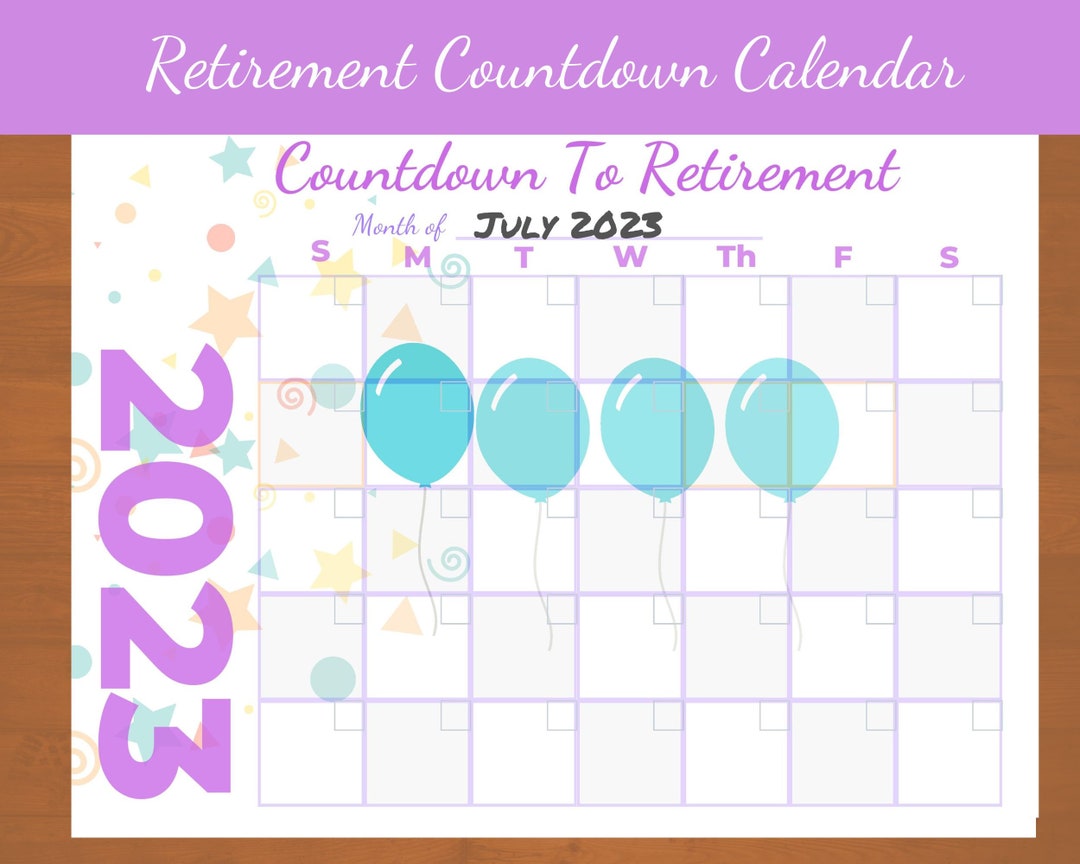 Countdown to Retirement Printable Calendar, Fun Way to Count the Days ...