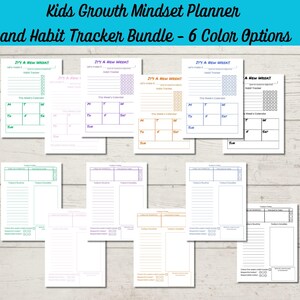 Kids Growth Mindset Planner, Habit Tracker, Gratitude Journal (Digital Download)