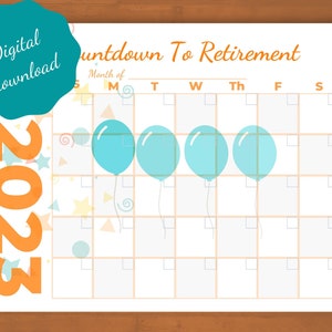 Countdown to Retirement Printable Calendar, Fun Way to Count the Days ...