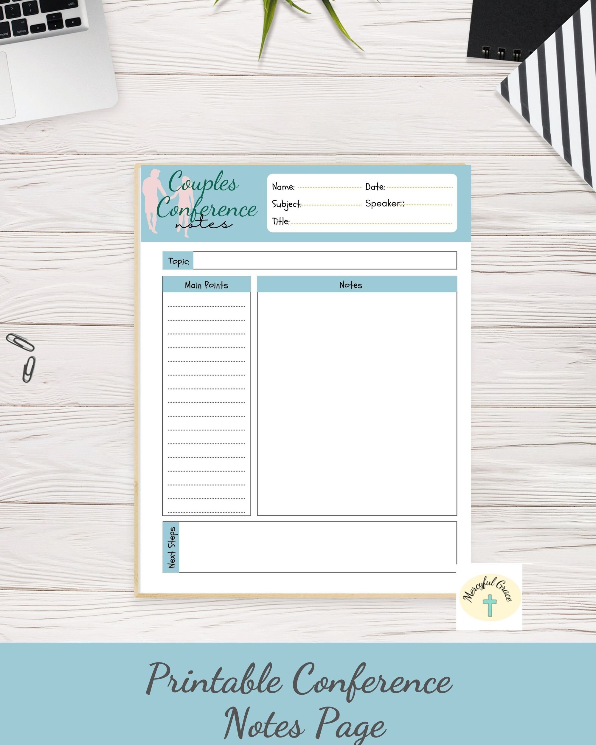 Couples Conference Note Pages. Printable Note Pages for Your Conference ...