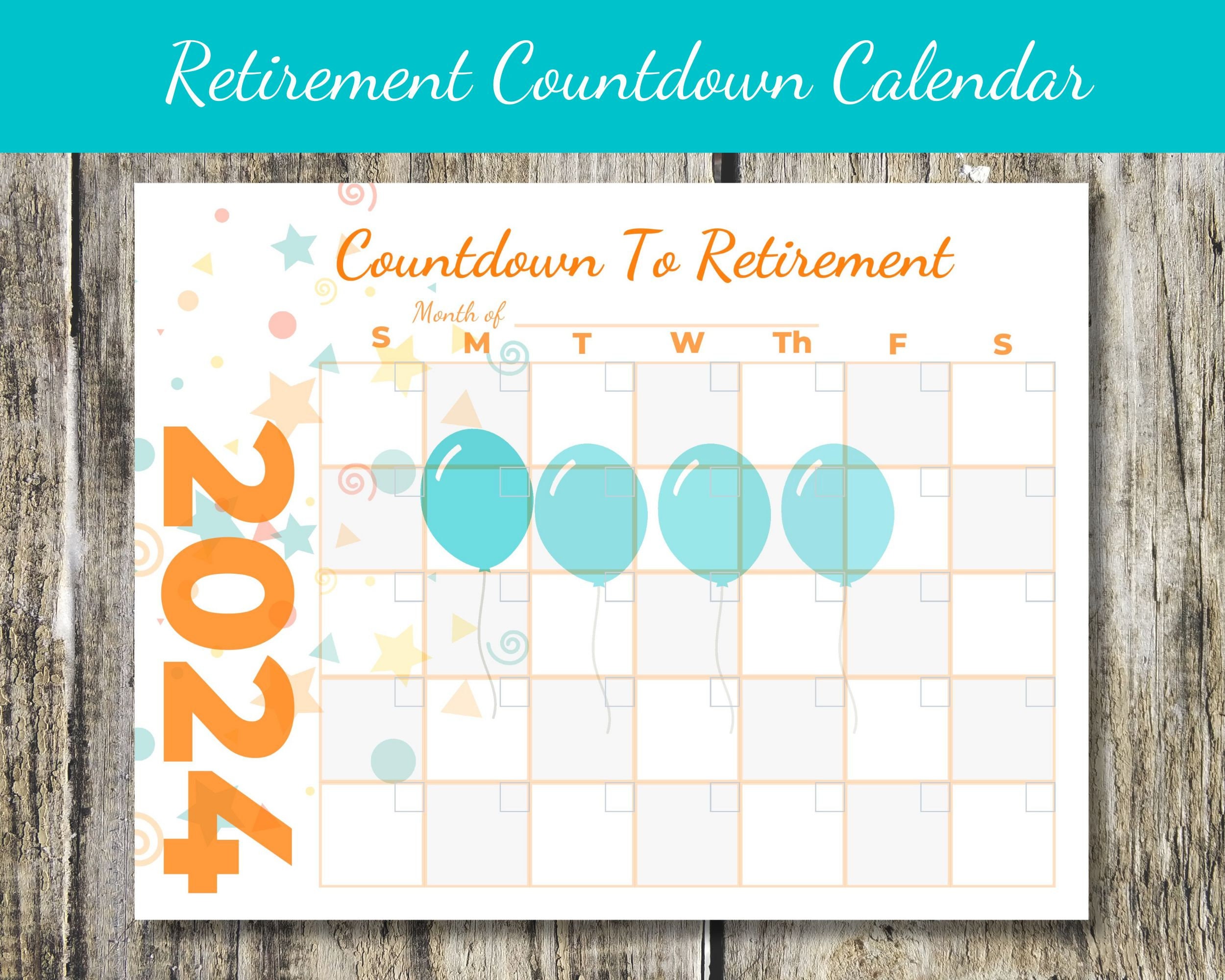 Countdown to Retirement Printable Calendar, Fun Way to Count the Days Until Retirement Freedom, Countdown to Retirement Celebration - Etsy