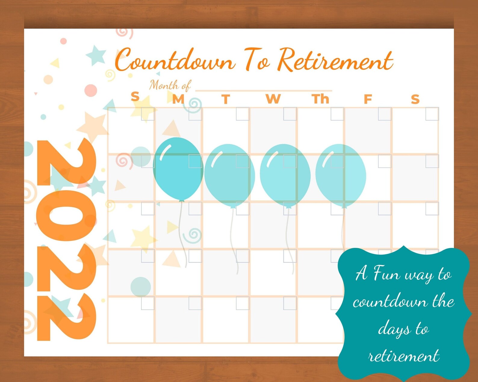 Countdown to Retirement Printable Calendar Fun Way to Count - Etsy