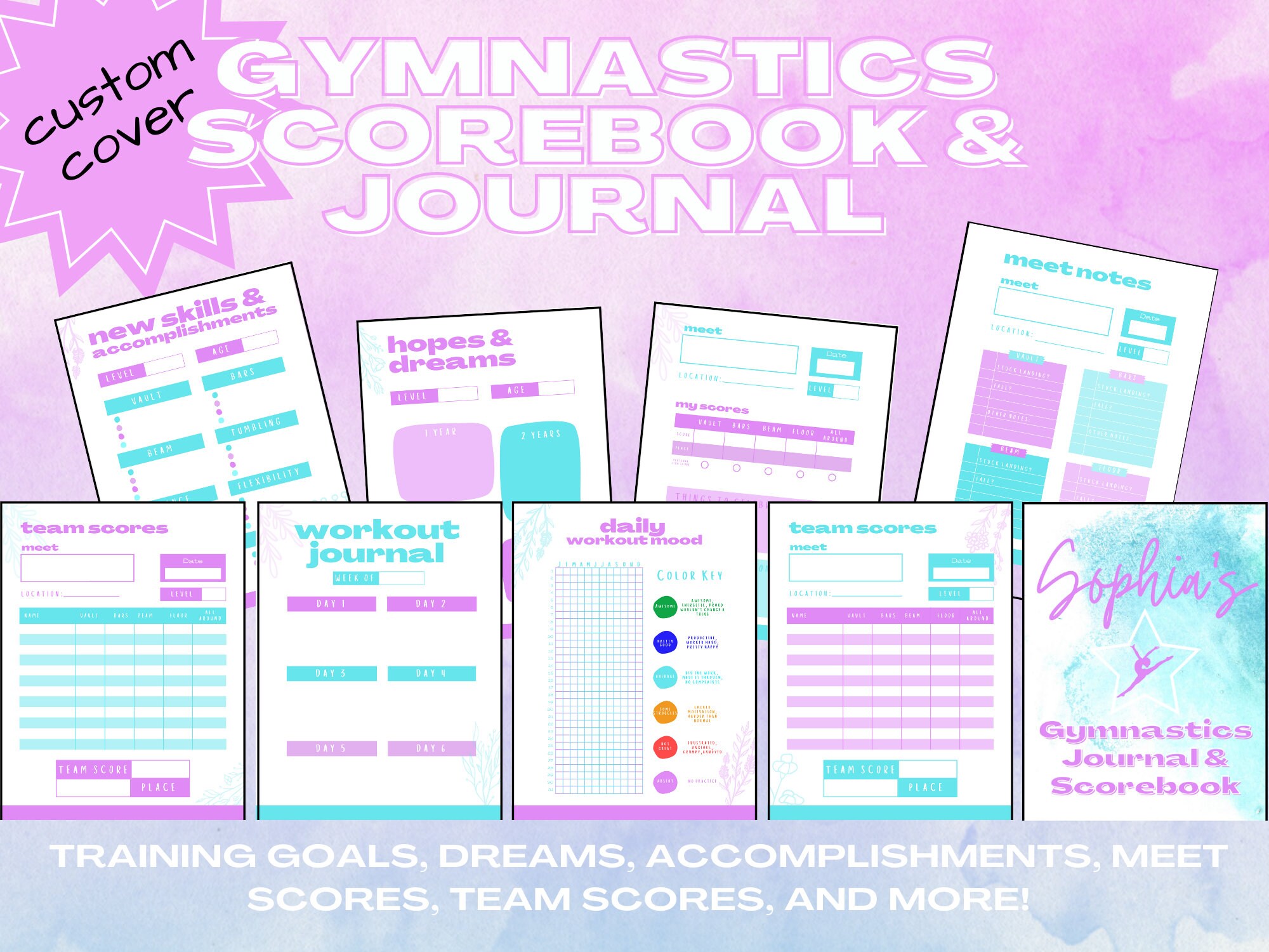 Custom Gymnastics Scorebook &amp; Journal Digital Download - Etsy