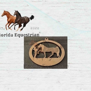 Horse Ornament laser cut file Glowforge, Horse Ornament SVG, Girl and her Horse Ornament cut File, horse ornament pdf, png